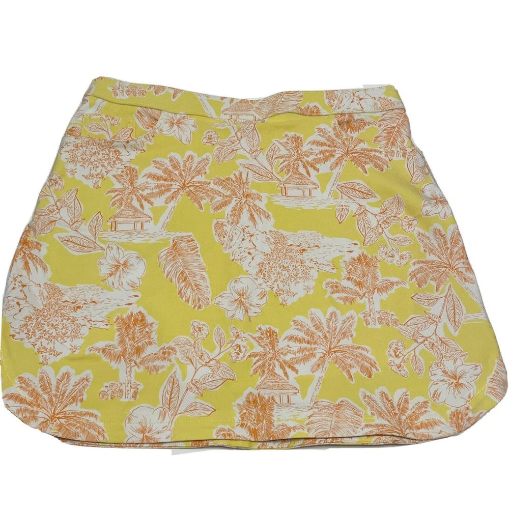 Hearts Of Palm Women’s Blue Skort Size 10P Golf Tennis Stretch Pull-On Floral
